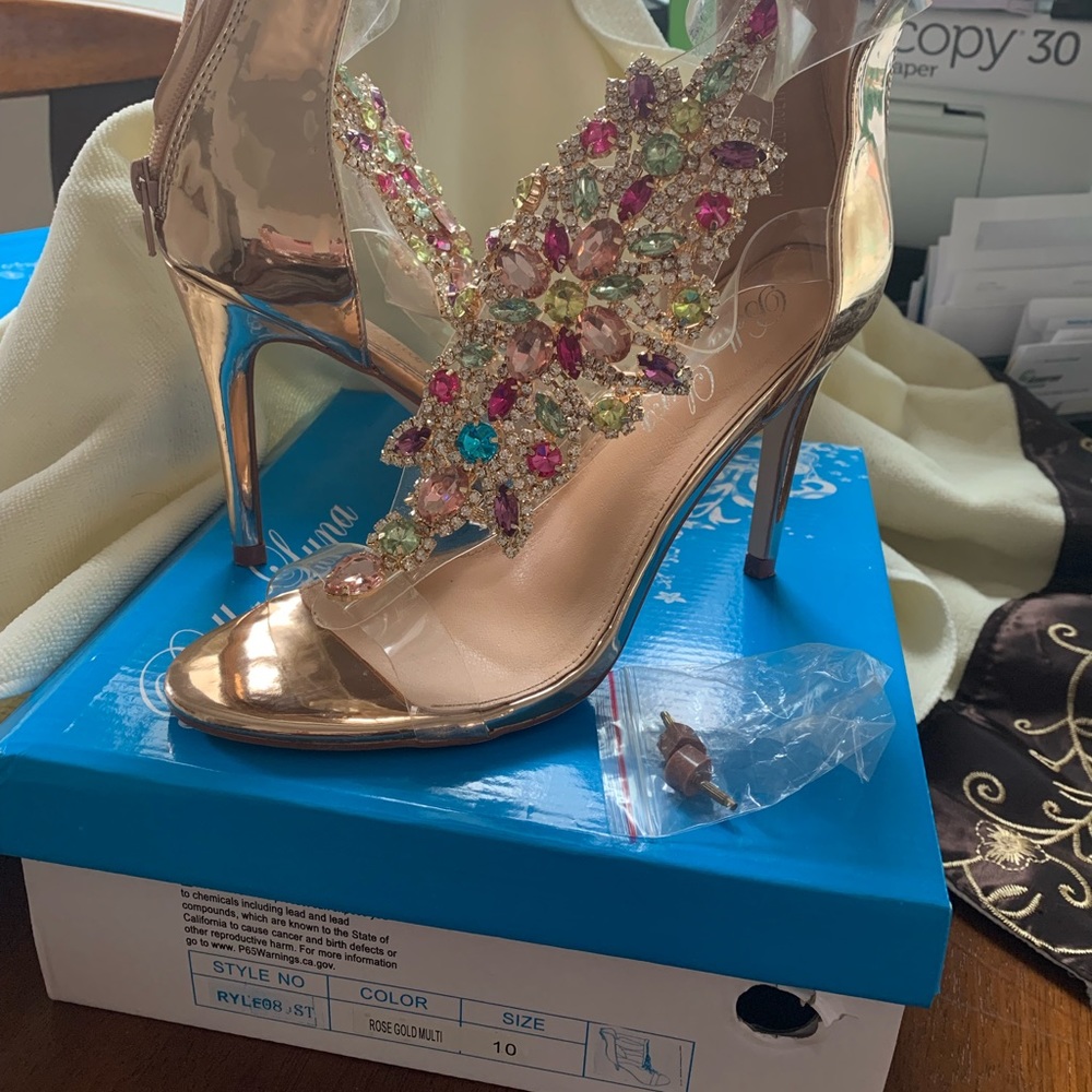 Rose Gold rhinestone heels